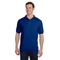 Hanes Men's Deep Royal 5.2 oz. 50/50 EcoSmart Jersey Pocket Polo