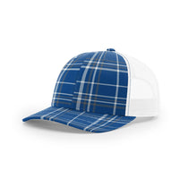 Richardson Royal/Charcoal/White Mesh Back Plaid Printed Trucker Hat