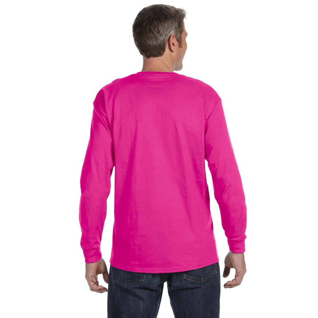 Jerzees Men's Cyber Pink 5.6 Oz Dri-Power Active Long-Sleeve T-Shirt