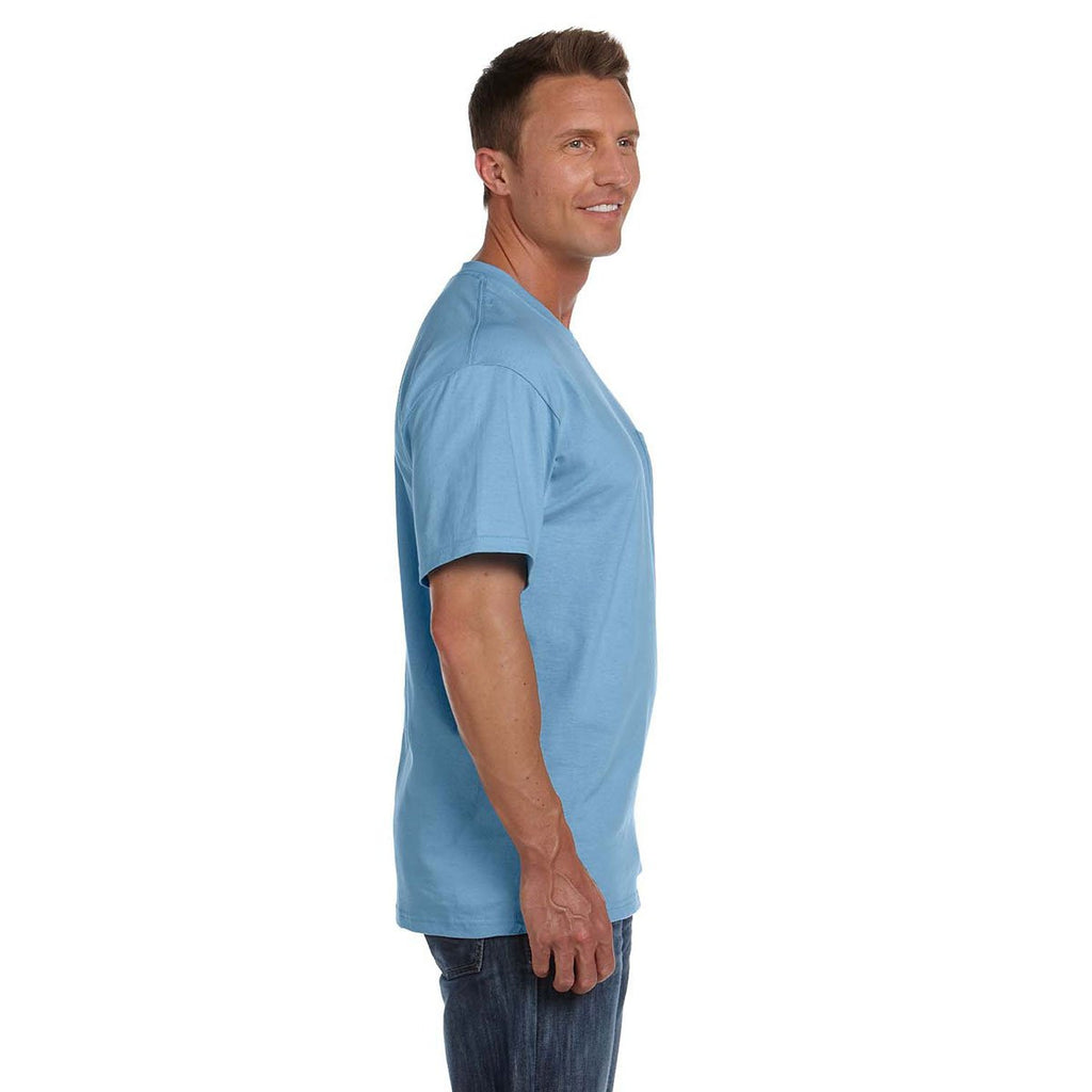 Fruit of the Loom Men's Light Blue 5 oz. HD Cotton Pocket T-Shirt