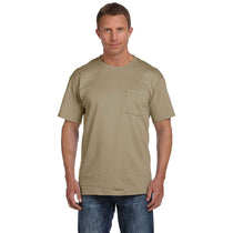 Fruit of the Loom Men's Khaki 5 oz. HD Cotton Pocket T-Shirt