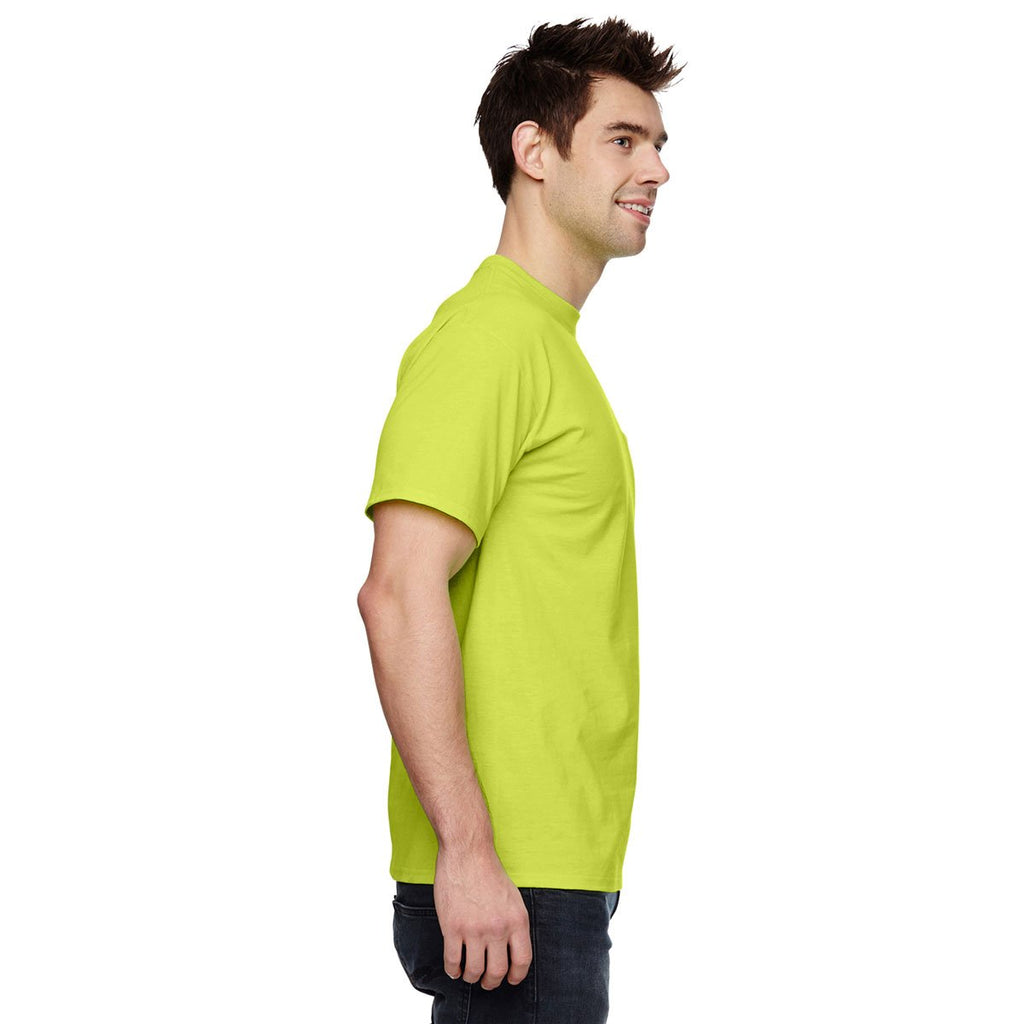 Fruit of the Loom Men's Safety Green 5 oz. HD Cotton Pocket T-Shirt