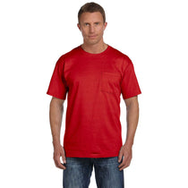 Fruit of the Loom Men's True Red 5 oz. HD Cotton Pocket T-Shirt