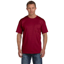 Fruit of the Loom Men's Maroon 5 oz. HD Cotton Pocket T-Shirt