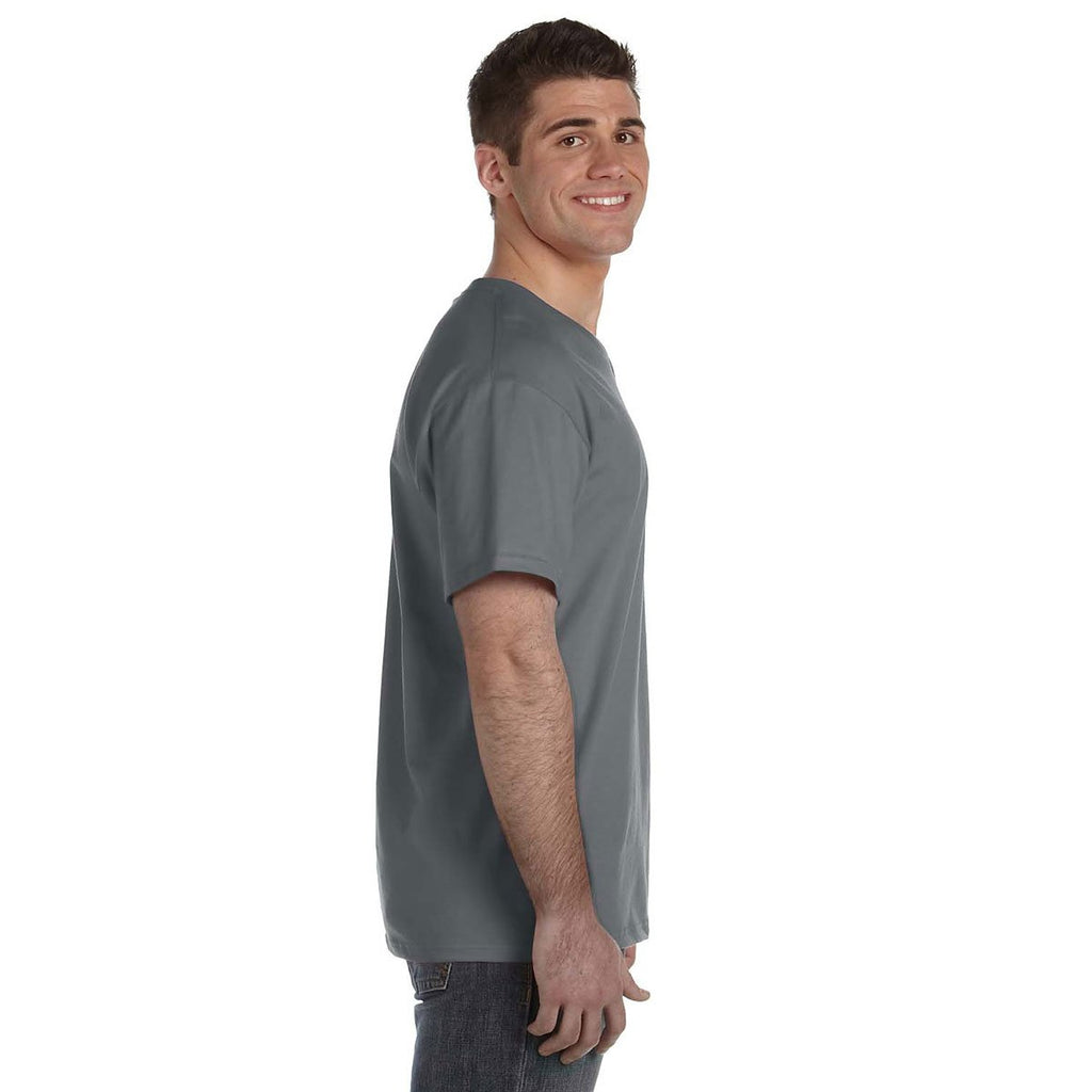 Fruit of the Loom Men's Charcoal Grey 5 oz. HD Cotton V-Neck T-Shirt