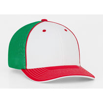 Pacific Headwear White/Red/Kelly Universal Fitted Trucker Mesh Cap