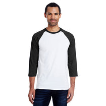 Hanes Men's White/Black 4.5 oz. 60/40 Ringspun Cotton/Polyester X-Temp Baseball T-Shirt