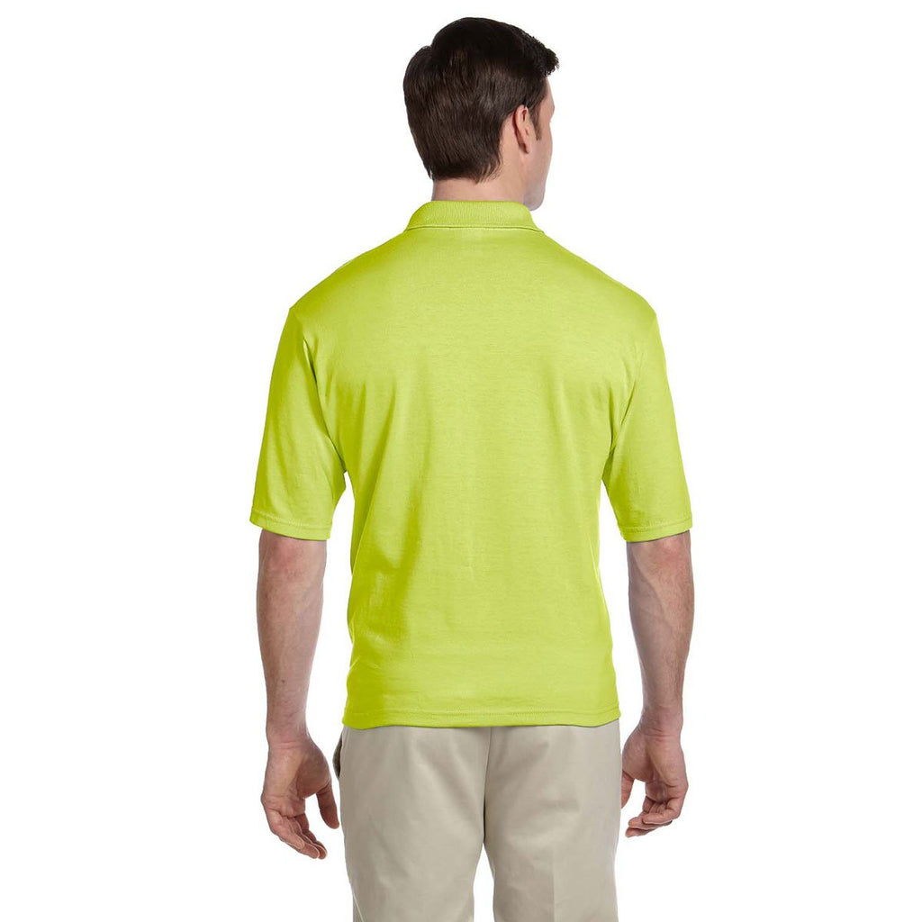 Jerzees Men's Safety Green 5.6 Oz Spotshield Pocket Jersey Polo