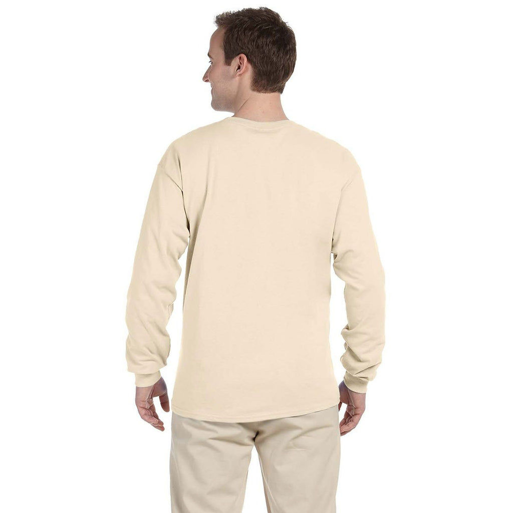 Fruit of the Loom Men's Natural 5 oz. HD Cotton Long-Sleeve T-Shirt