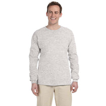 Fruit of the Loom Men's Ash 5 oz. HD Cotton Long-Sleeve T-Shirt
