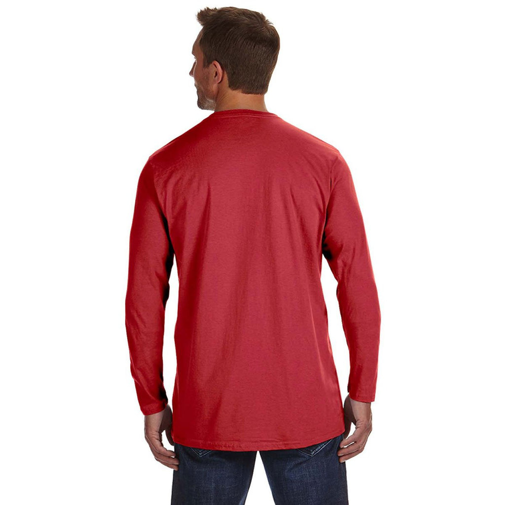 Hanes Men's Deep Red 4.5 oz. 100% Ringspun Cotton nano-T Long-Sleeve T-Shirt