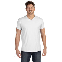 Hanes Men's White 4.5 oz. 100% Ringspun Cotton nano-T V-Neck T-Shirt