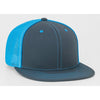 Pacific Headwear Graphite/Neon Blue D-Series Fitted Trucker Mesh Cap