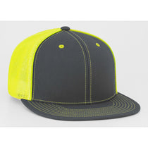 Pacific Headwear Graphite/Neon Yellow D-Series Fitted Trucker Mesh Cap