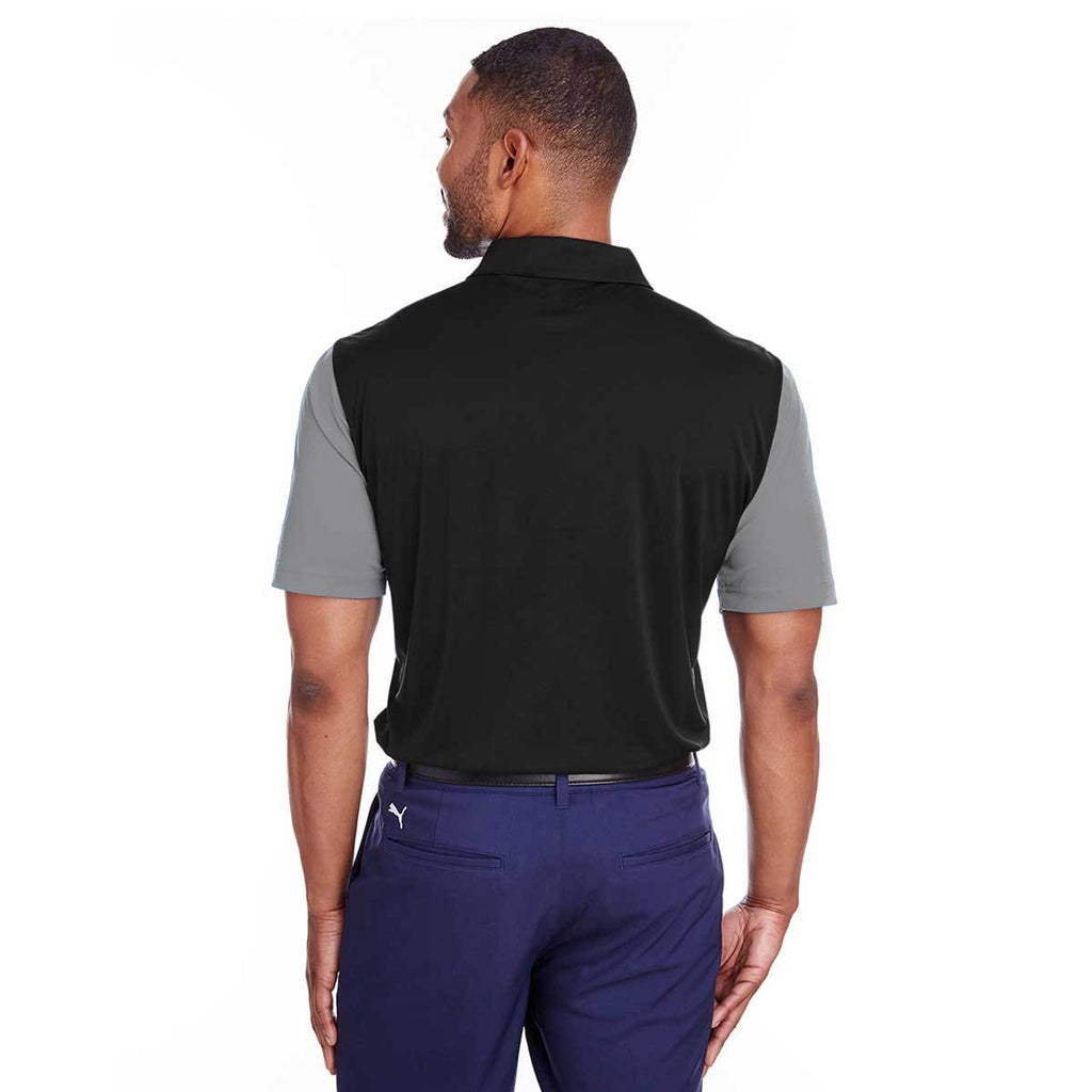 Puma Golf Men's Quiet Shade/Black Bonded Colorblock Polo