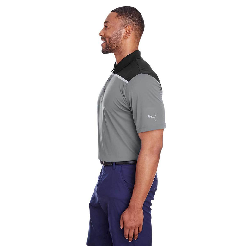 Puma Golf Men's Quiet Shade/Black Bonded Colorblock Polo