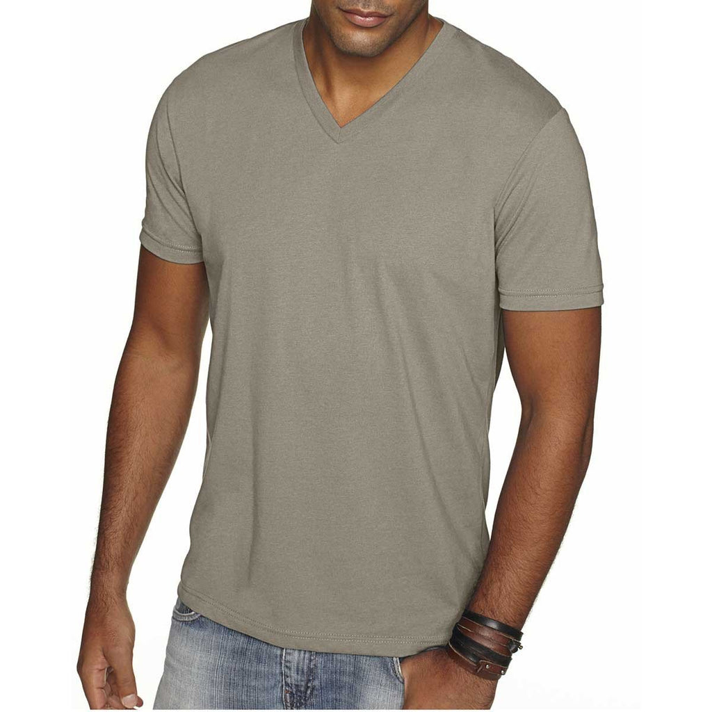 Next Level Men's Warm Grey Premium Fitted Sueded V-Neck Tee