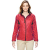 North End Women's Flame Red Sustain Lightweight Recycled Polyester Dobby Jacket with Print