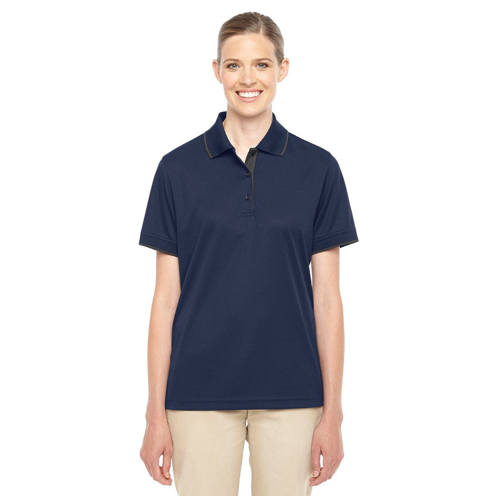 Core 365 Women's Classic Navy/Carbon Motive Performance Pique Polo with Tipped Collar