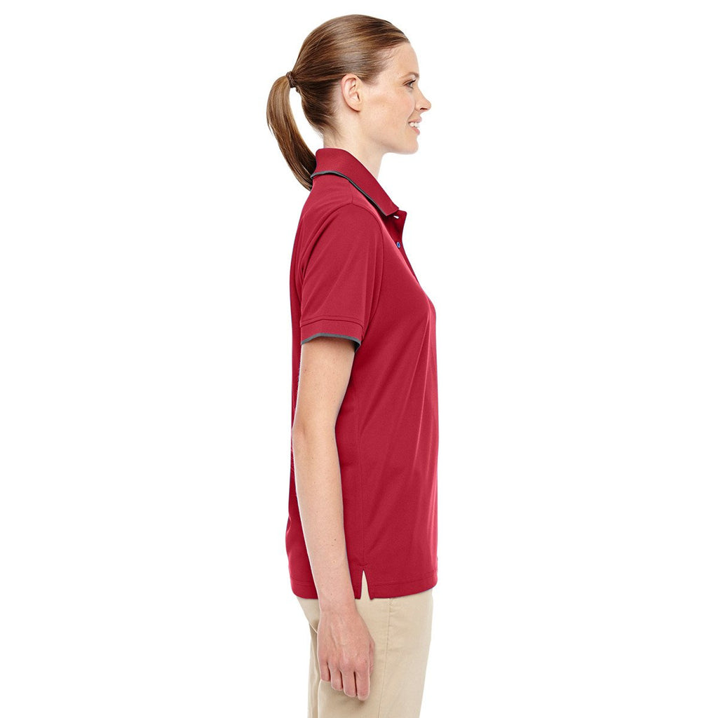 Core 365 Women's Classic Red/Carbon Motive Performance Pique Polo with Tipped Collar