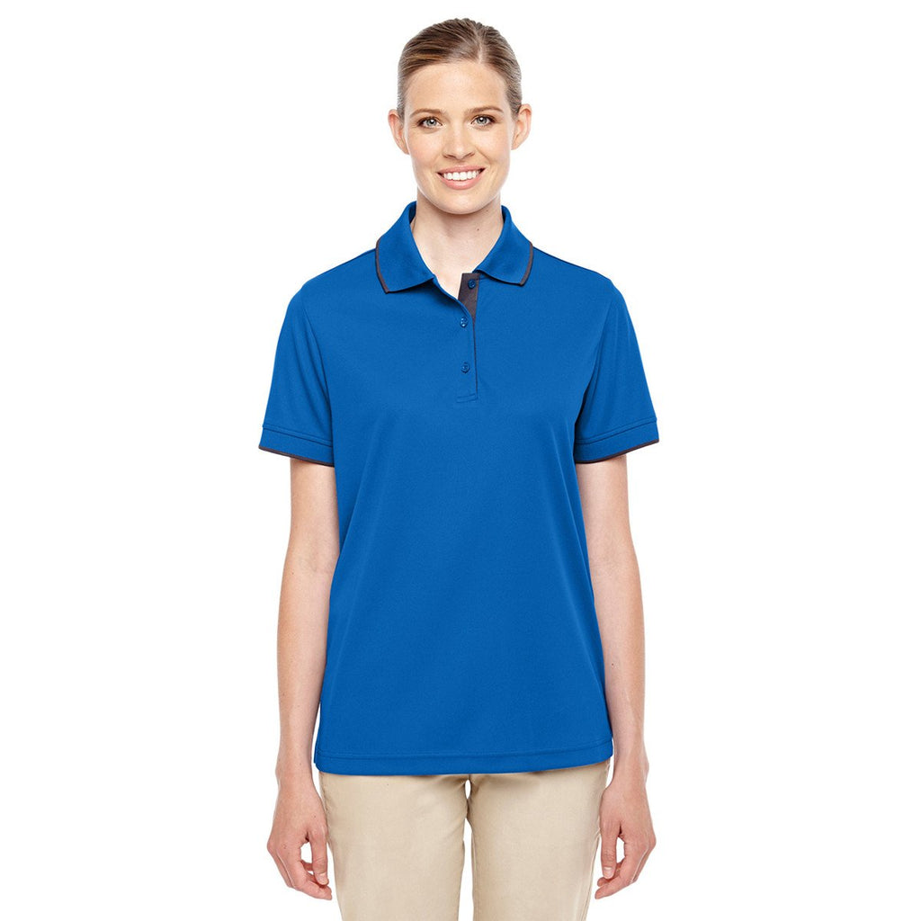 Core 365 Women's True Royal/Carbon Motive Performance Pique Polo with Tipped Collar