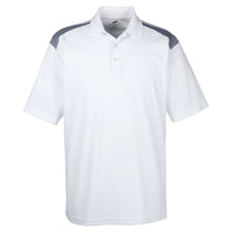 UltraClub Men's White/Charcoal Cool & Dry Two-Tone Mesh Pique Polo