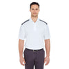 UltraClub Men's White/Charcoal Cool & Dry Two-Tone Mesh Pique Polo