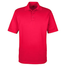 UltraClub Men's Red Cool & Dry Jacquard Stripe Polo