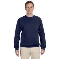 Fruit of the Loom Men's J Navy 12 oz. Supercotton Fleece Crew