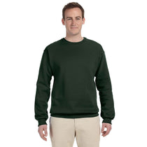 Fruit of the Loom Men's Forest Green 12 oz. Supercotton Fleece Crew