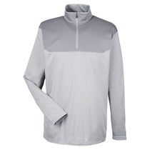 UltraClub Men's Silver/Gravel Cool & Dry Sport Colorblock Quarter-Zip Pullover
