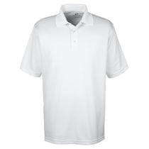 UltraClub Men's White Cool & Dry Elite Mini-Check Jacquard Polo