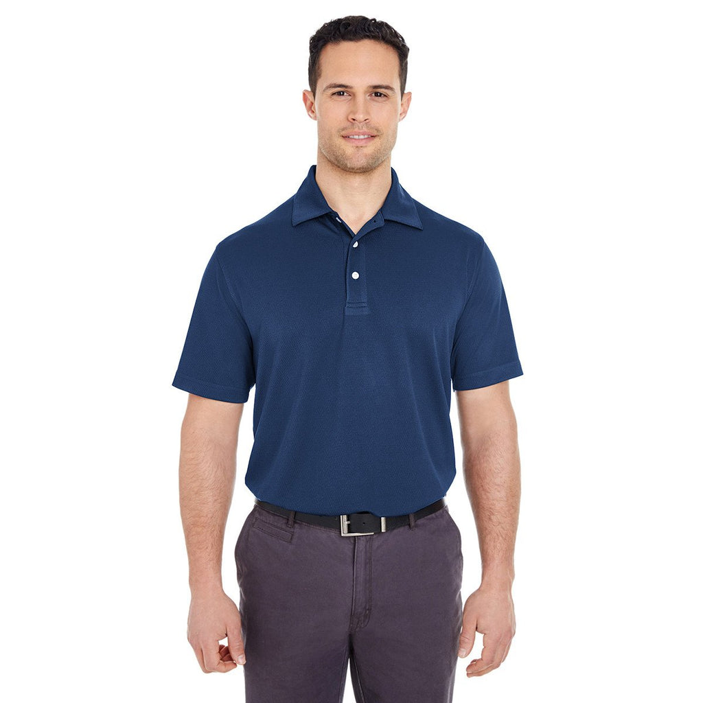UltraClub Men's Navy Platinum Performance Jacquard Polo with TempControl Technology