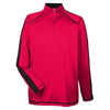 UltraClub Men's Red/Black Cool & Dry Sport Quarter-Zip Pullover with Side & Sleeve Panels