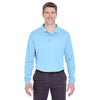 UltraClub Men's Columbia Blue Cool & Dry Sport Long-Sleeve Polo