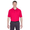 UltraClub Men's Red/Black Cool & Dry Sport Shoulder Block Polo