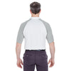 UltraClub Men's White/Grey Cool & Dry Sport Shoulder Block Polo
