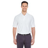UltraClub Men's White Cool & Dry Elite Tonal Stripe Performance Polo