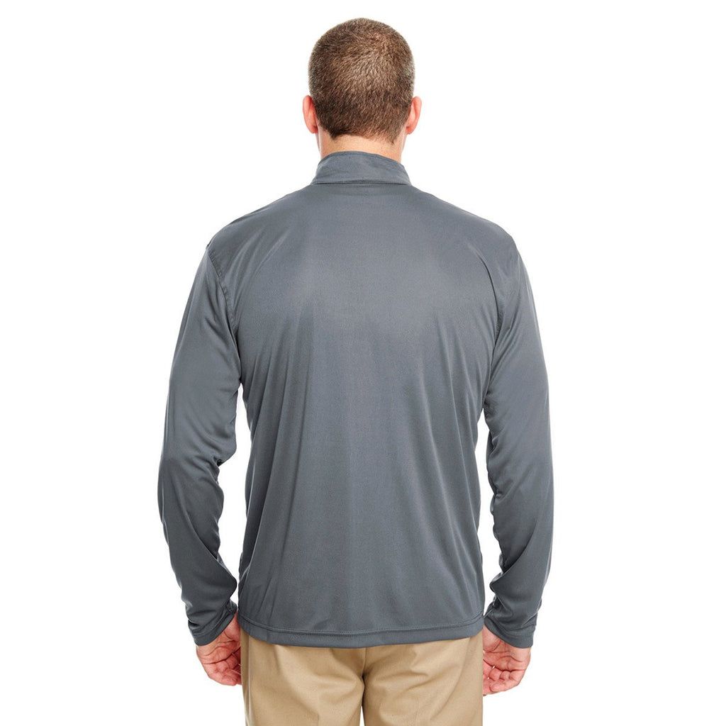 UltraClub Men's Charcoal Cool & Dry Sport Performance Interlock Quarter-Zip Pullover