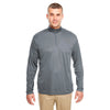 UltraClub Men's Charcoal Cool & Dry Sport Performance Interlock Quarter-Zip Pullover