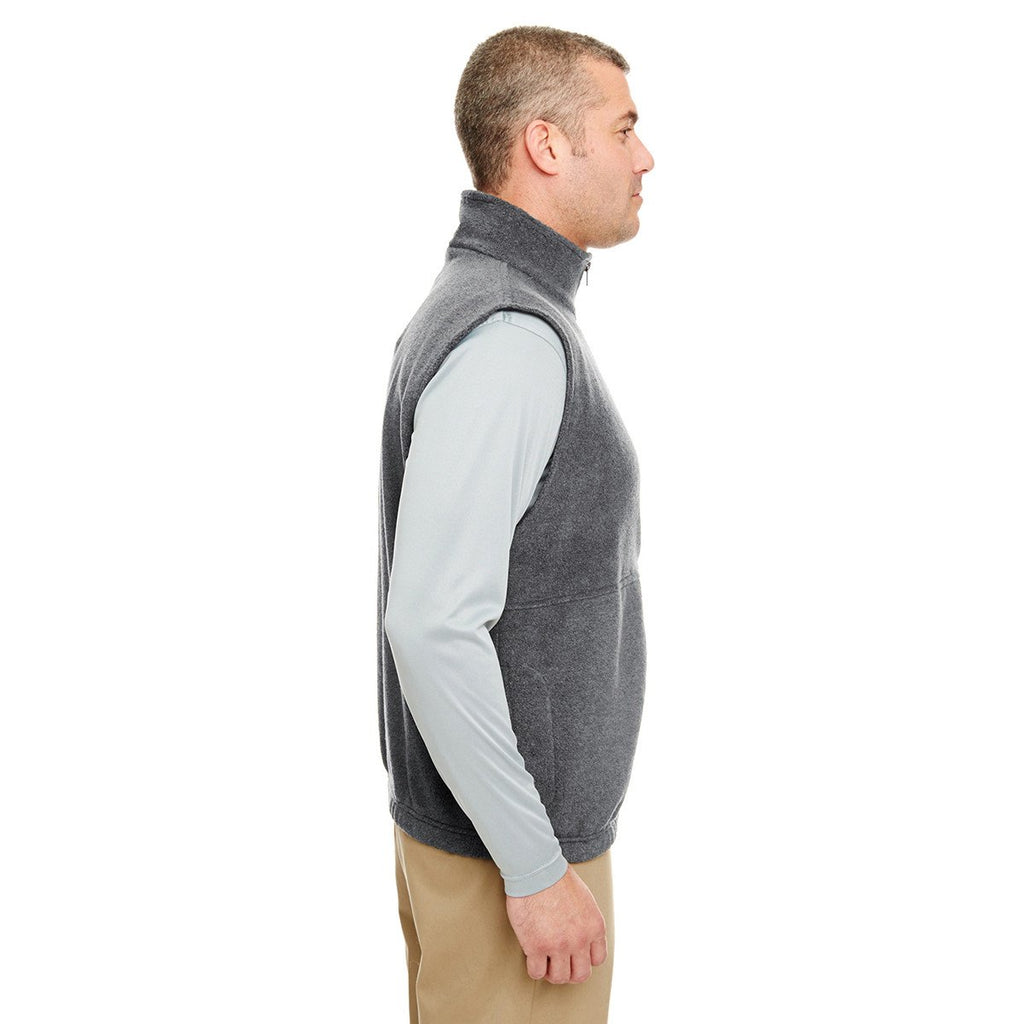 UltraClub Men's Charcoal Iceberg Fleece Full-Zip Vest