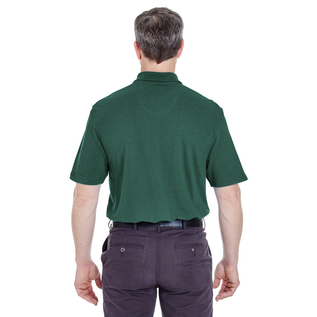UltraClub Men's Forest Green Classic Pique Polo with Pocket