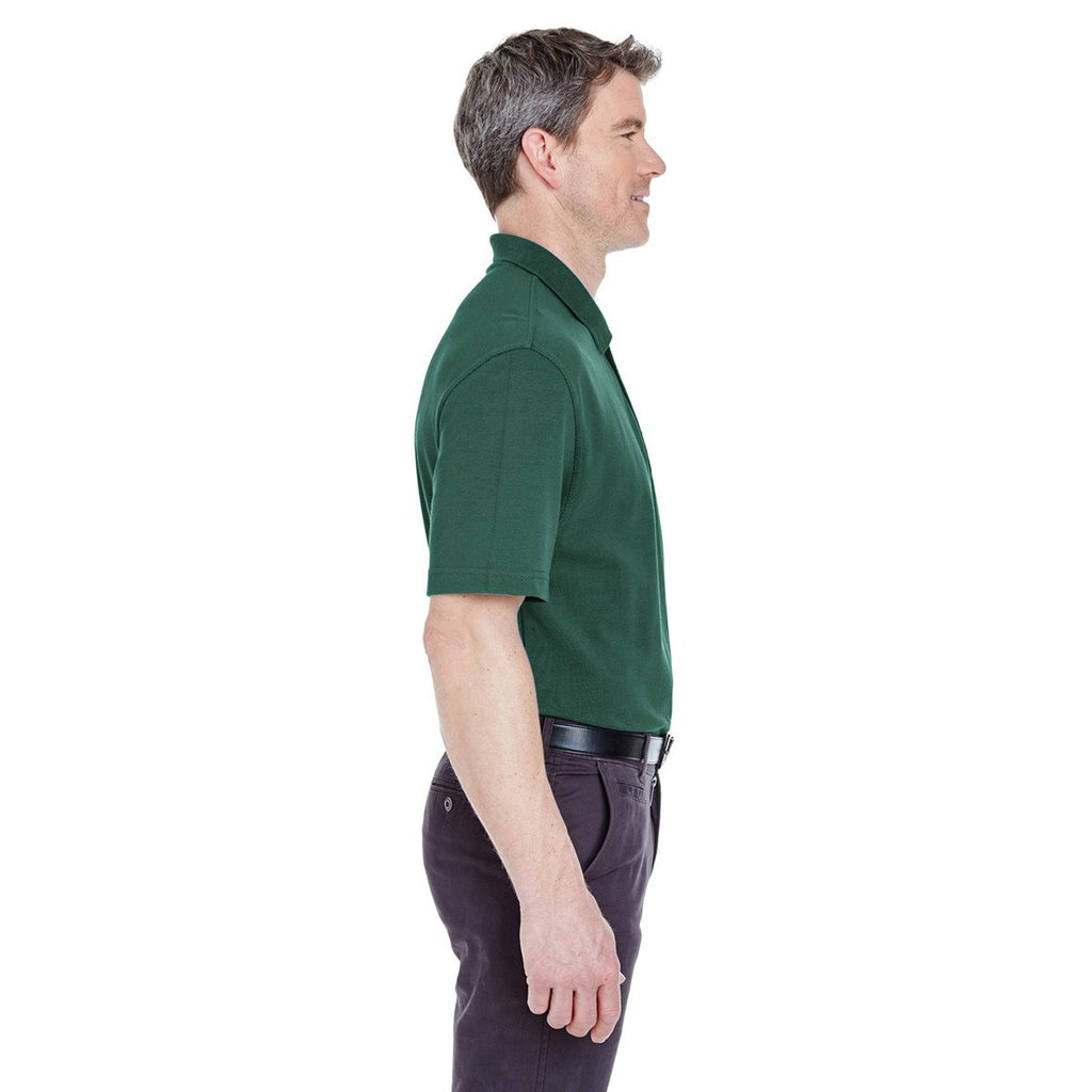UltraClub Men's Forest Green Classic Pique Polo with Pocket
