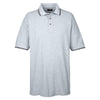 UltraClub Men's Heather/Black Short-Sleeve Whisper Pique Polo with Tipped Collar and Cuffs