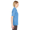 UltraClub Women's Cornflower/White Short-Sleeve Whisper Pique Polo with Tipped Collar