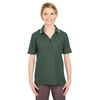UltraClub Women's Forest Green/White Short-Sleeve Whisper Pique Polo with Tipped Collar