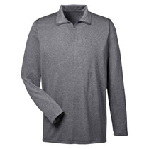 UltraClub Men's Black Heather Cool & Dry Heathered Performance Quarter-Zip