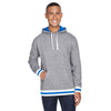 J. America Men's Pepper/Royal Peppered Fleece Lapover Hooded Pullover
