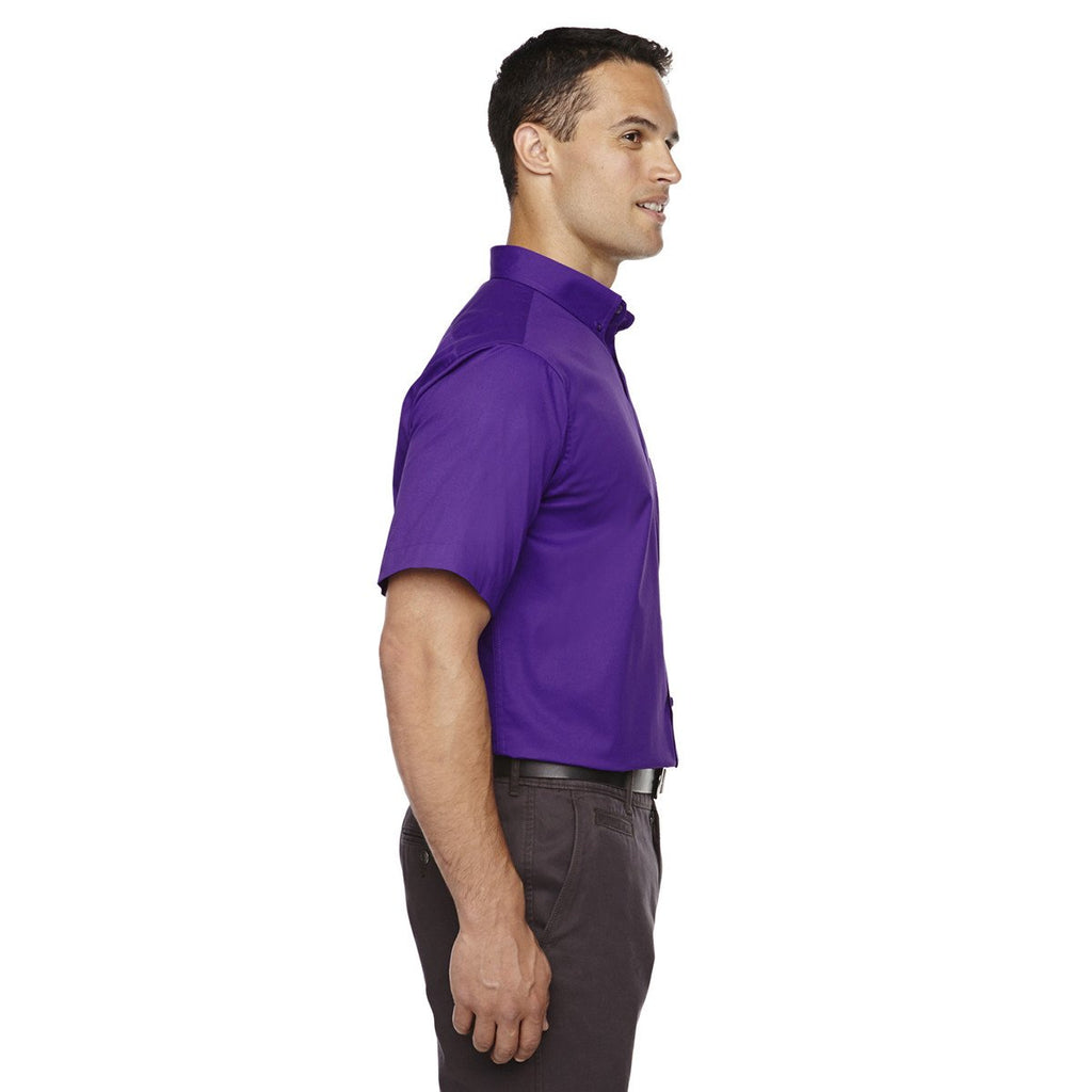 Core 365 Men's Campus Purple Optimum Short-Sleeve Twill Shirt