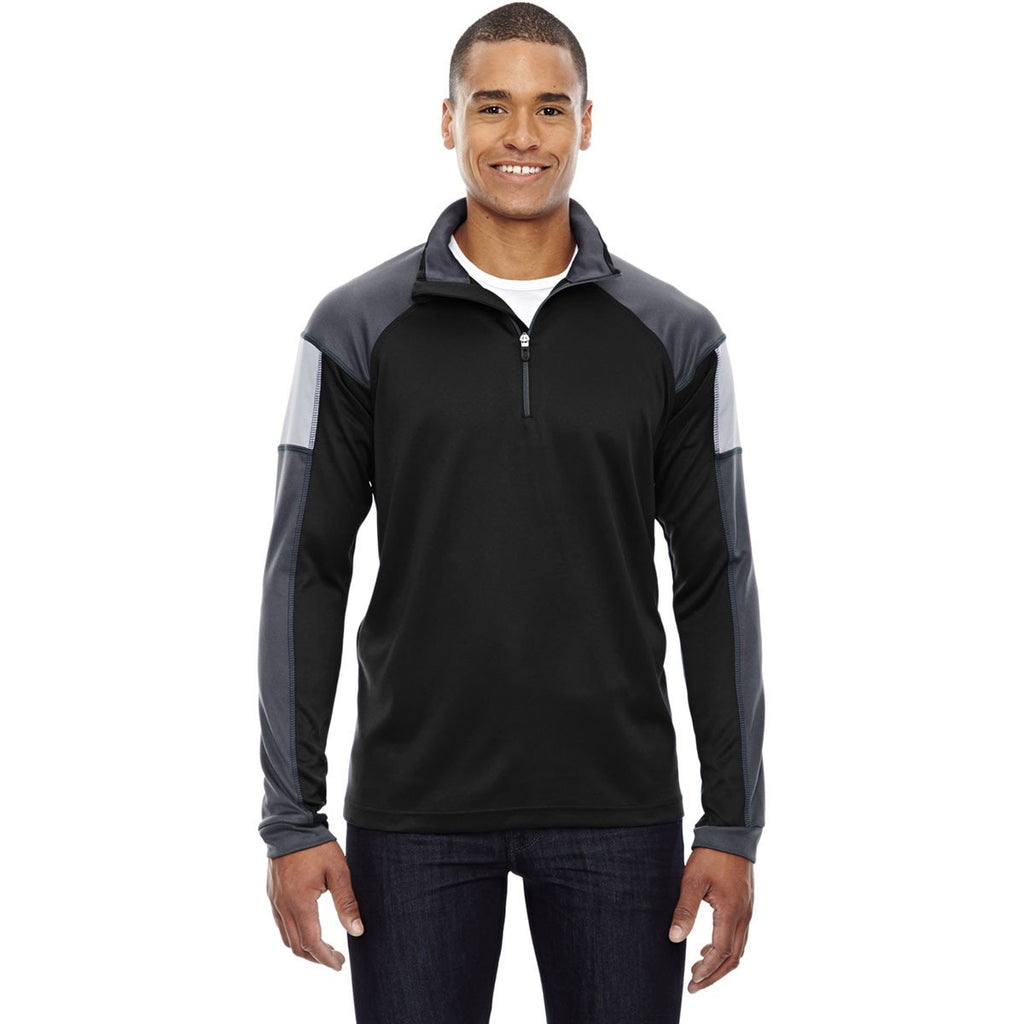 North End Men's Black Quick Performance Interlock Half-Zip Top